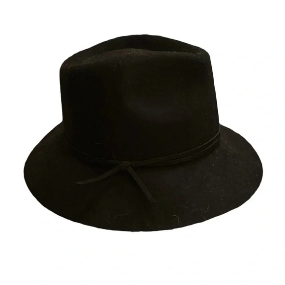 Women’s Black Felted Wool Fedora Hat - Picture 2 of 6